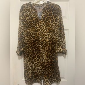 NWT Ava &Grace leopard button down dress Size L